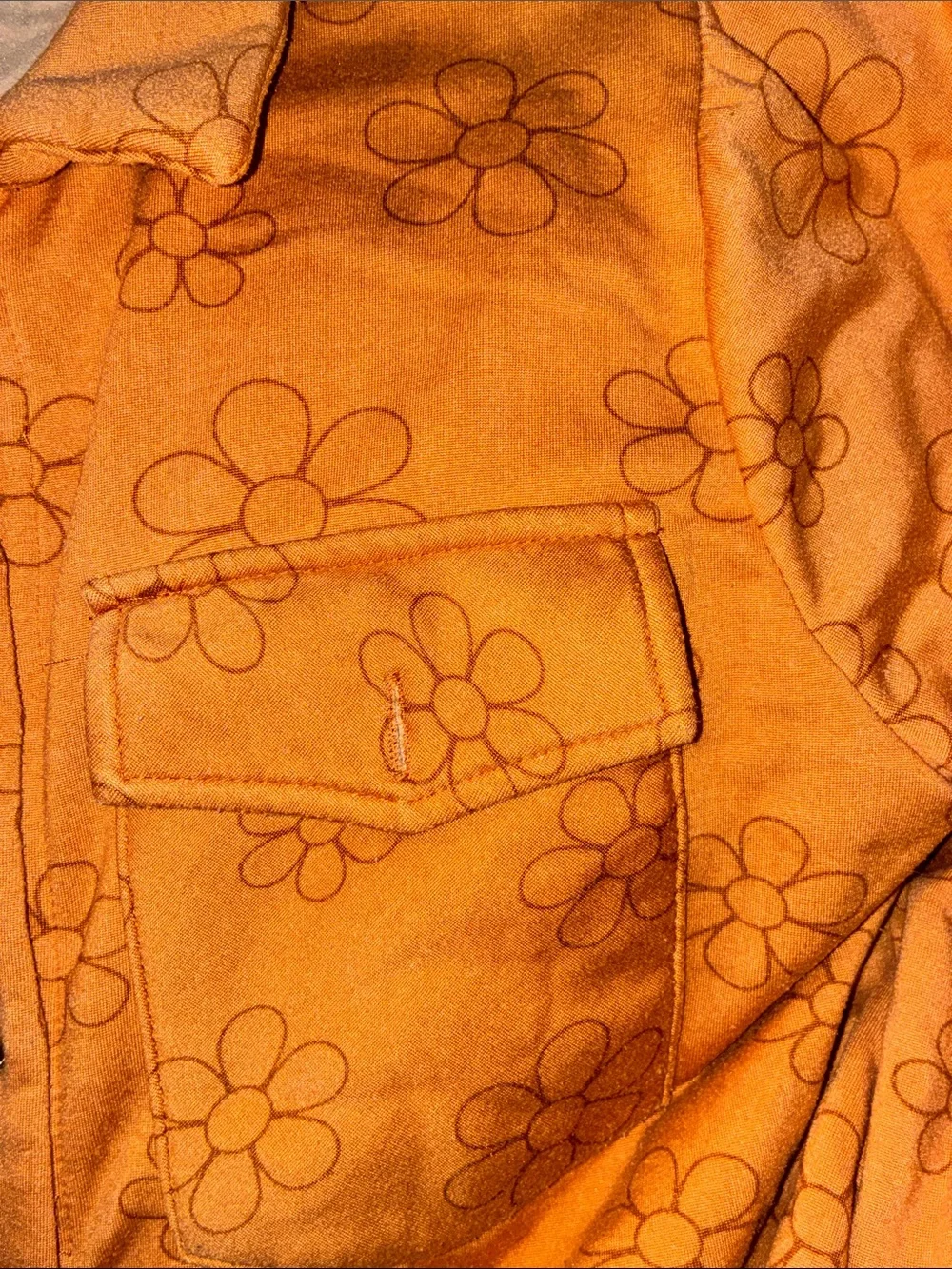 Kids' Orange Floral Button-Down Shirt - Long Sleeve
